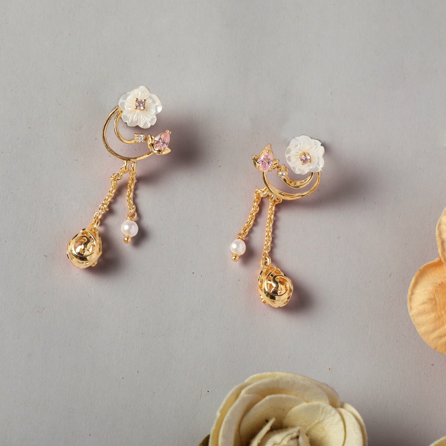 Earrings Blossom Veil Delicate Dangles Silver Drop Earrings