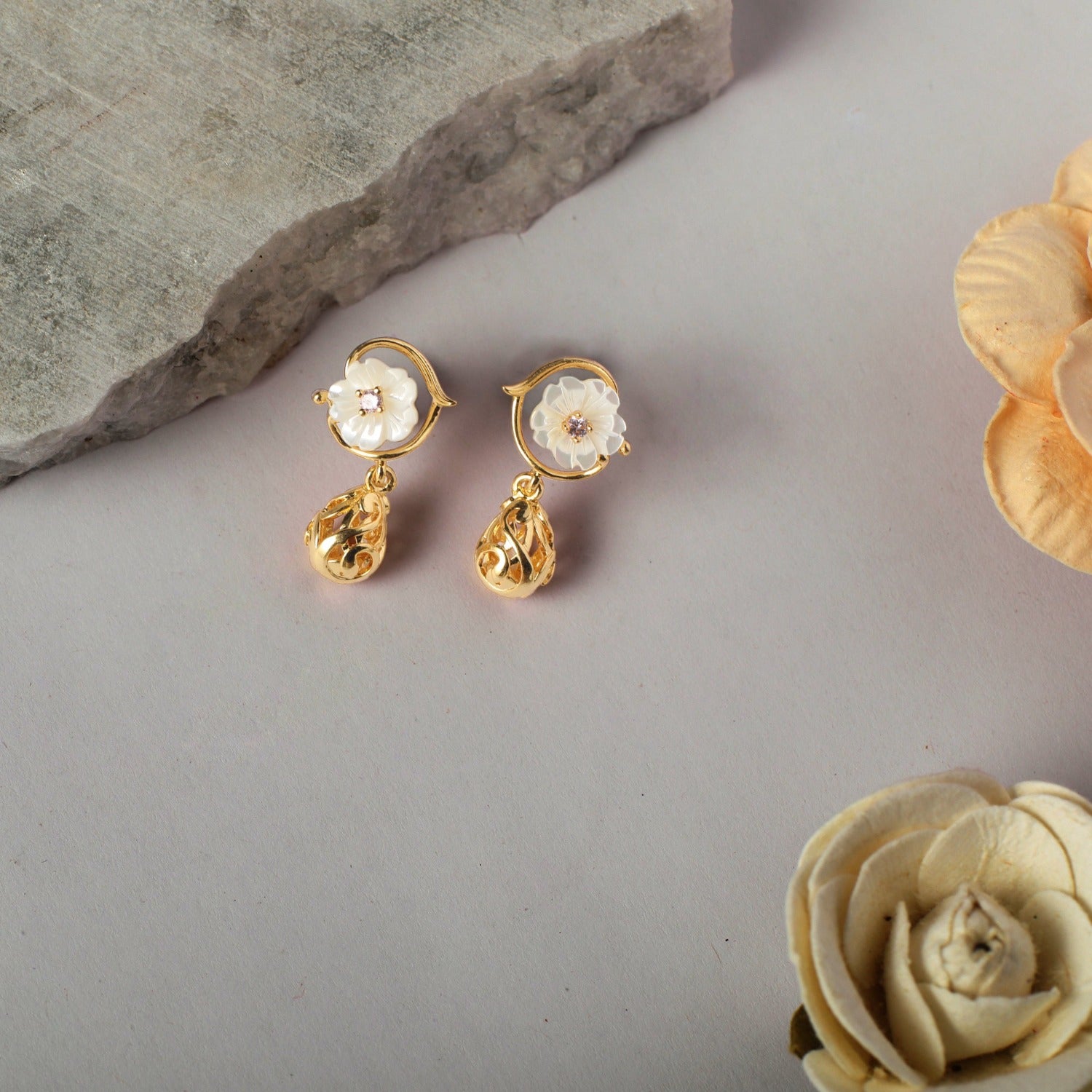 Earrings Blossom Veil Petite Silver Drop Earrings