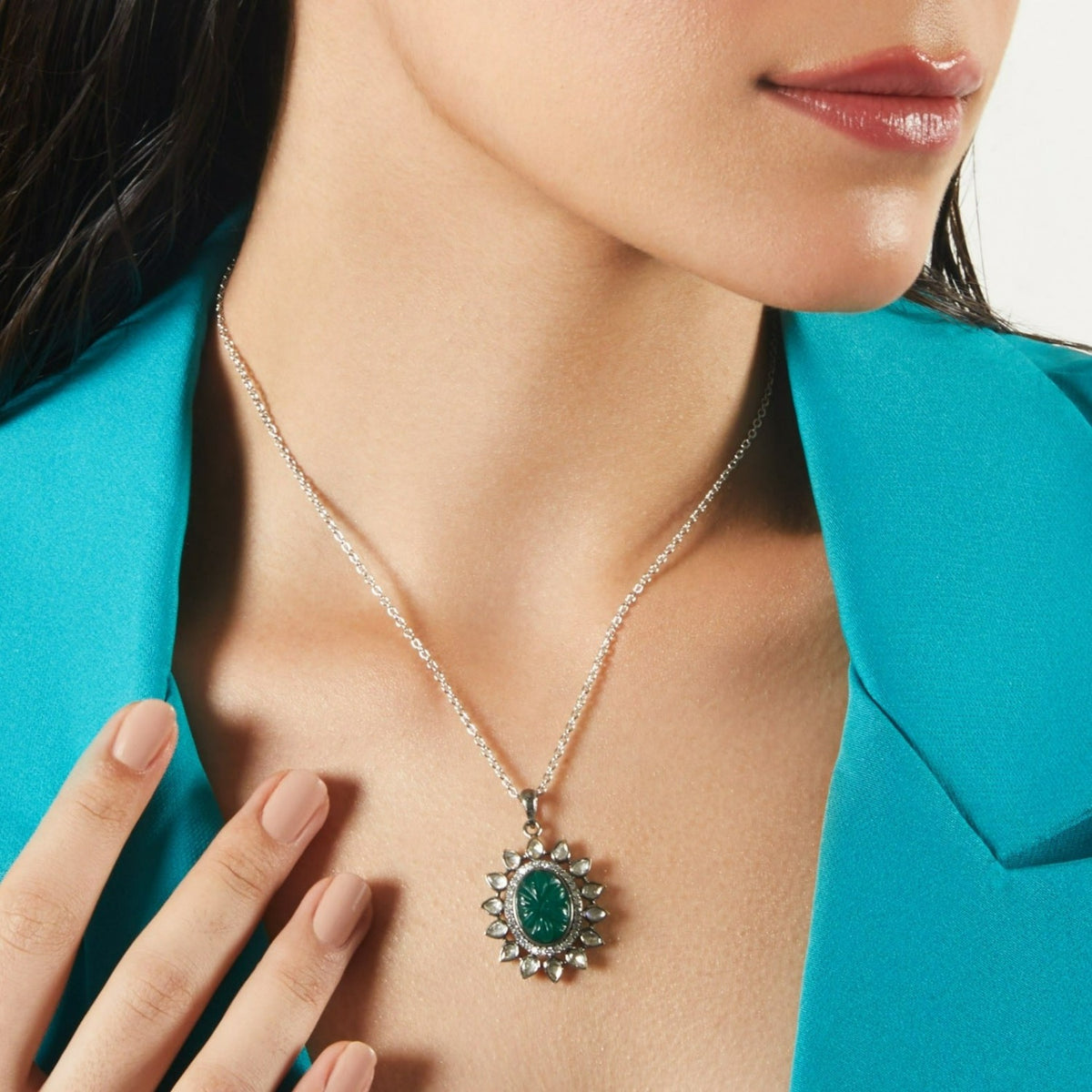 Pendants Dainty Carved Moissanite Silver Pendant