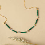 Malachite Bar Charm Silver Necklace