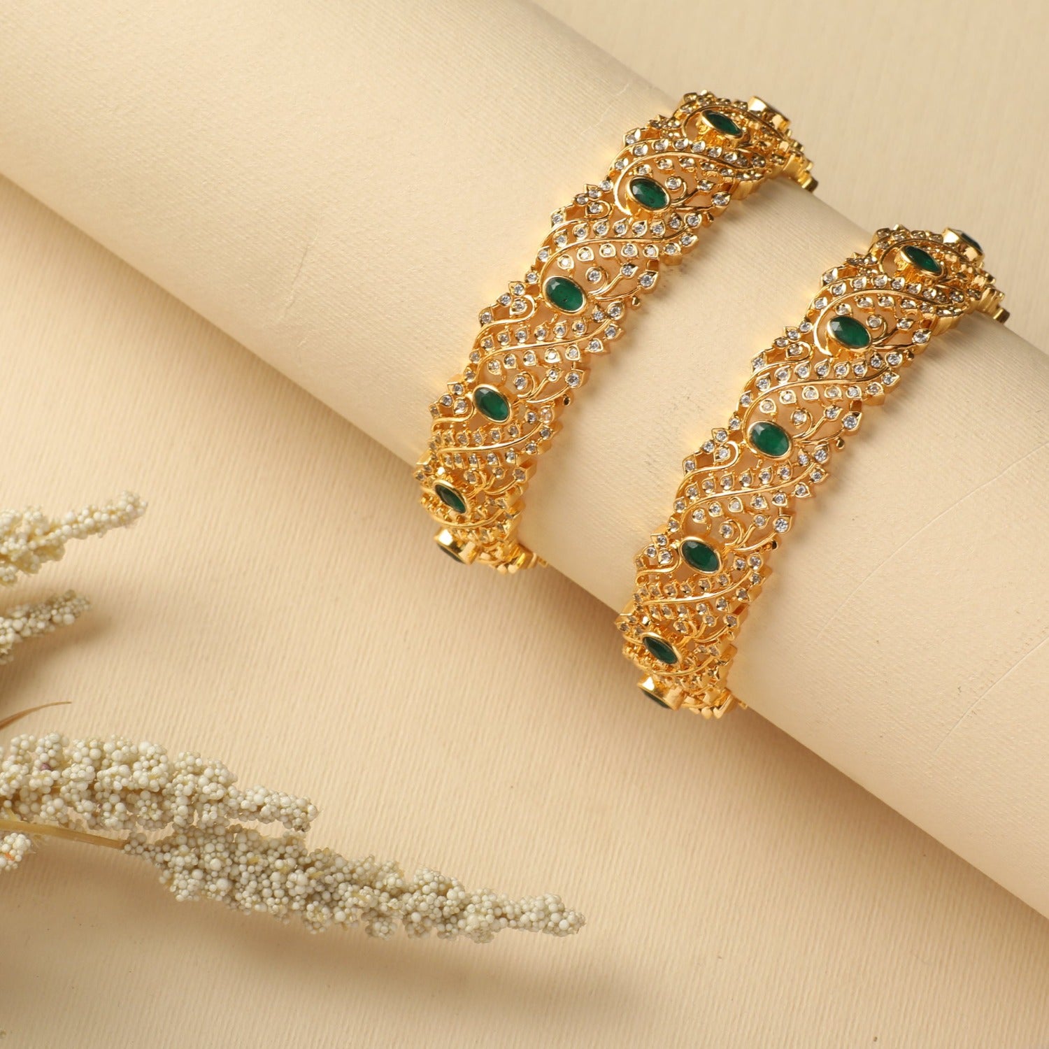 Bangles Regal CZ Grand Floral Silver Bangle