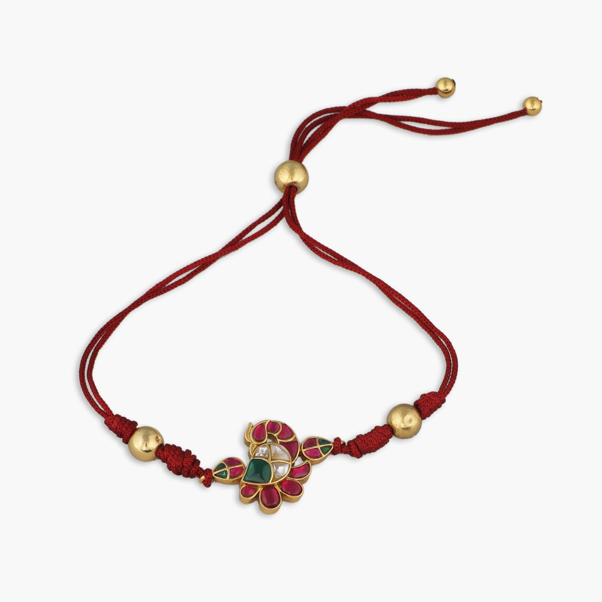 Peacock Kundan Jadau Silver Rakhi 