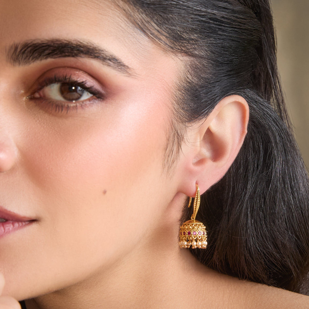 Priya Antique Silver Jhumka Earrings