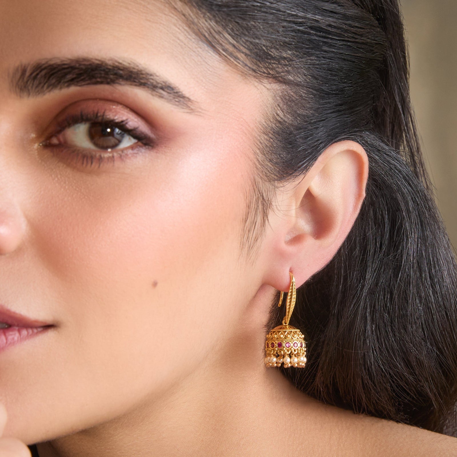 Priya Antique Silver Jhumka Earrings