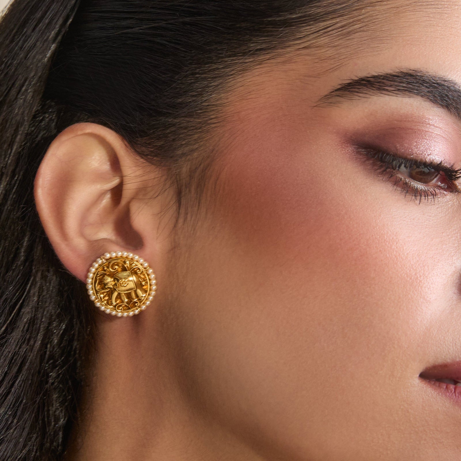 Gaja Antique Silver Stud Earrings