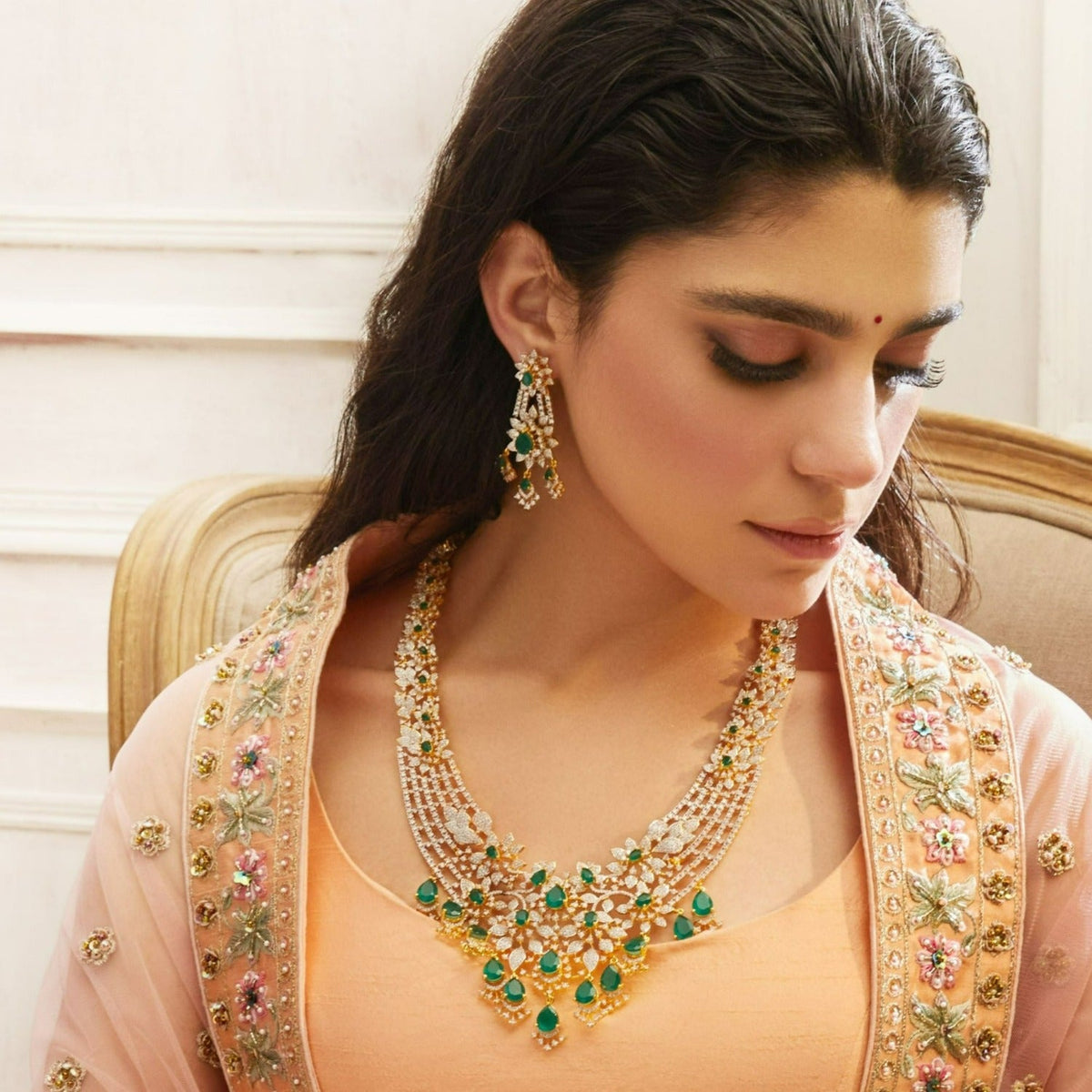 Necklaces Zircons Adorned Blossoms CZ Silver Necklace Set