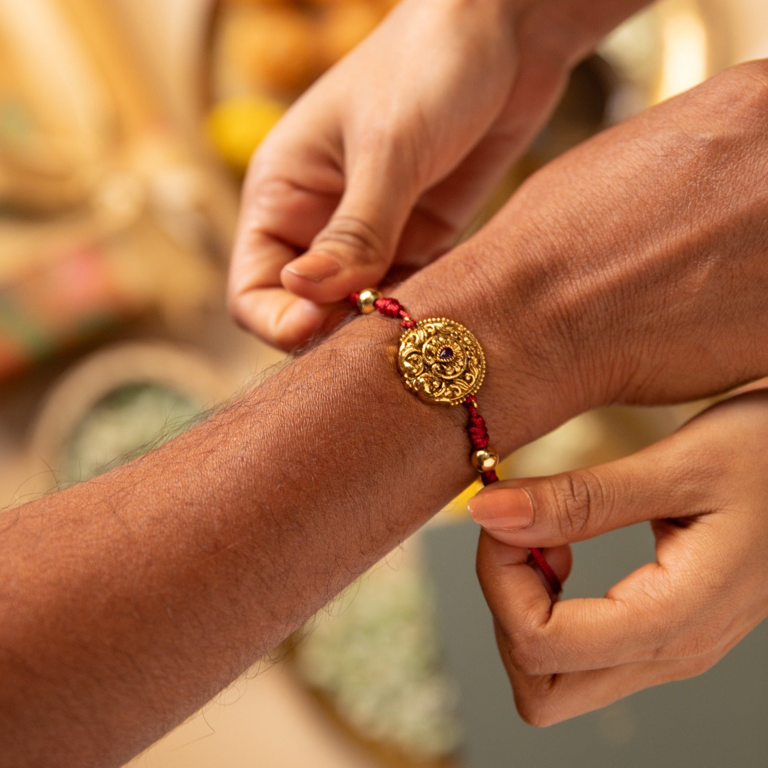 Anuka Antique Silver Rakhi 