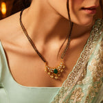 Necklaces Carved Green Moissanite Silver Mangalsutra Necklace