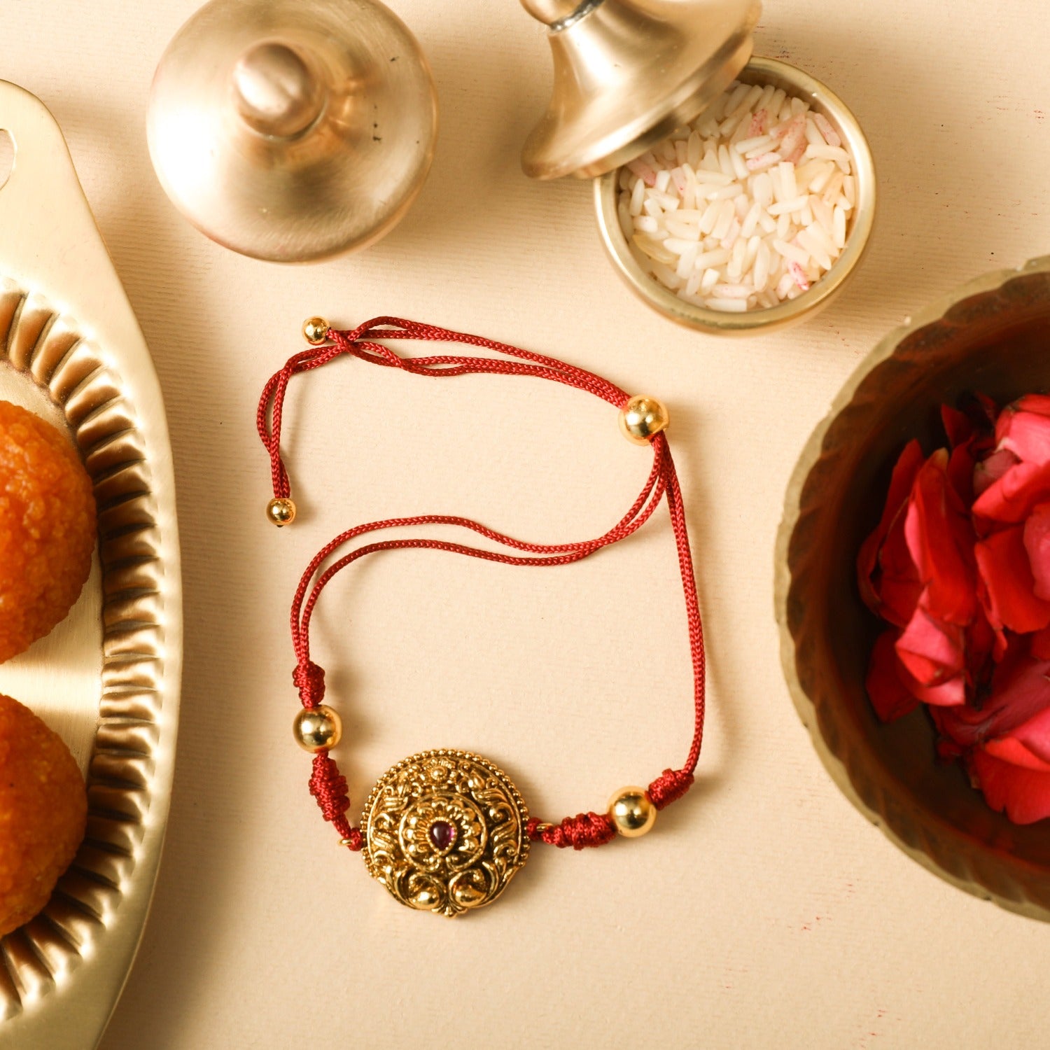 Anuka Antique Silver Rakhi 