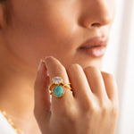 Finger Ring Moroccan Blue Dual Stone Silver Ring