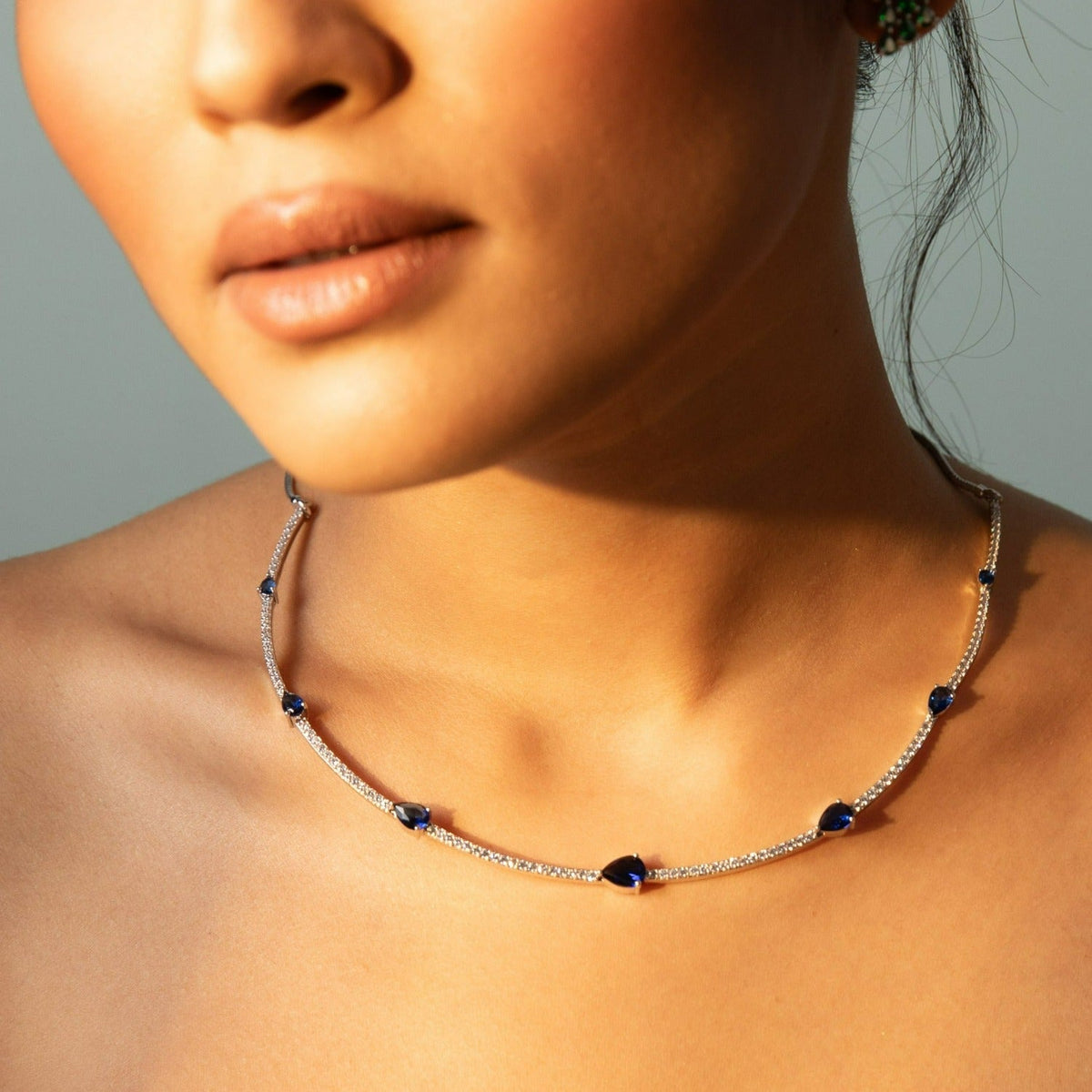 Necklaces Pear Charm CZ Silver Necklace