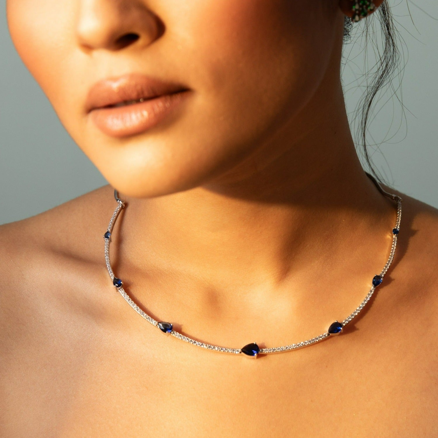 Necklaces Pear Charm CZ Silver Necklace