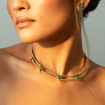 Necklaces Tri-Petal CZ Silver Cuff Necklace