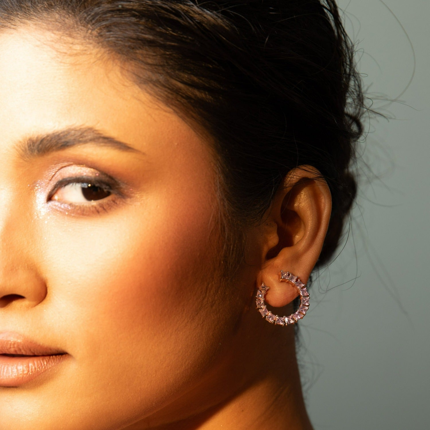 Earrings Hoop CZ Silver Stud Earrings