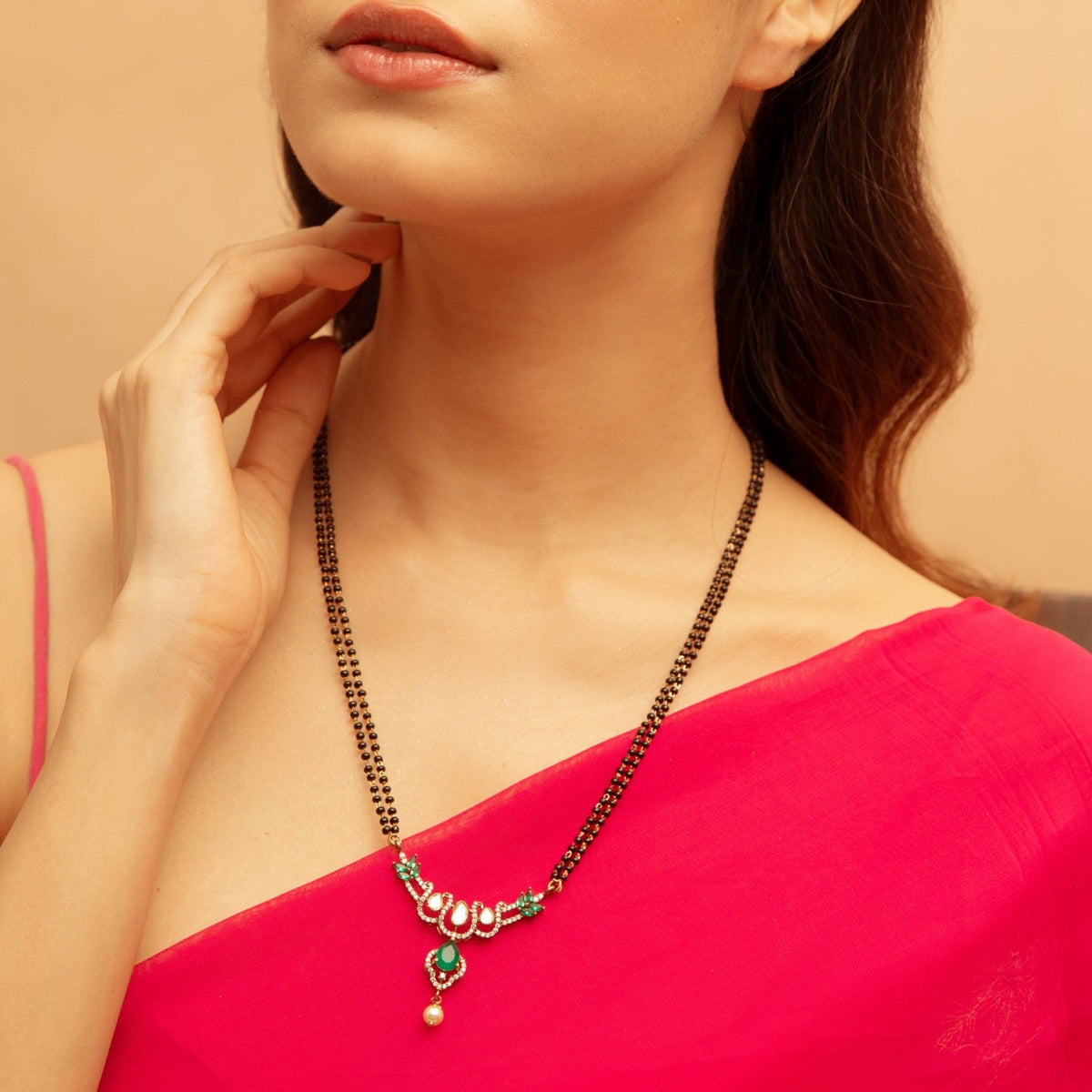 Necklaces Petal Moissanite Silver Mangalsutra Necklace