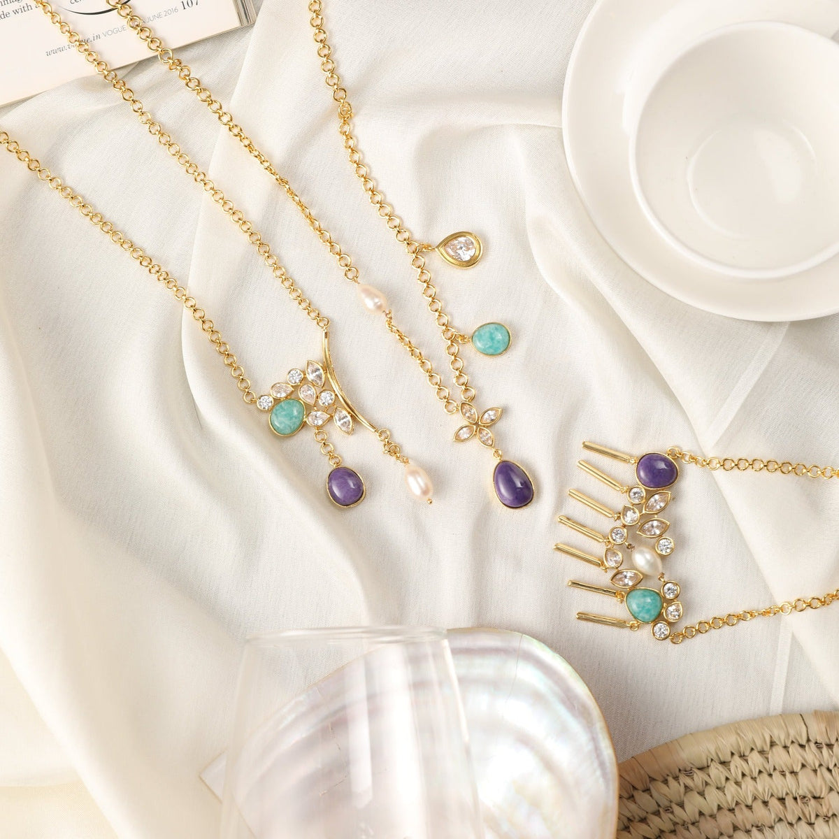 Necklaces Moroccan Blue Cluster Silver Necklace