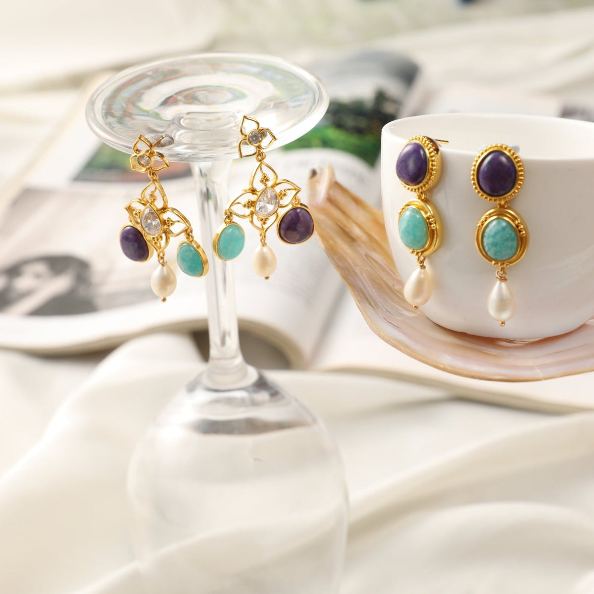 Earrings Moroccan Blue Simple Drop Silver Earrings