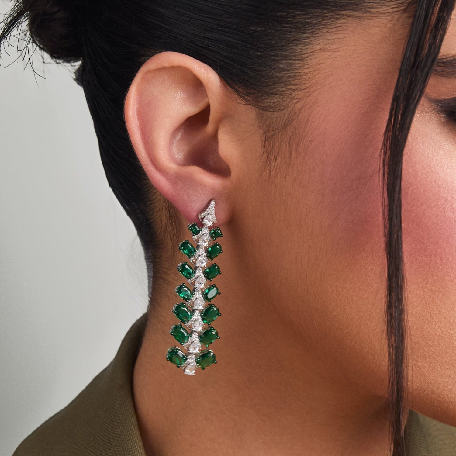 Earrings Emeraude Chandelier Silver Earrings