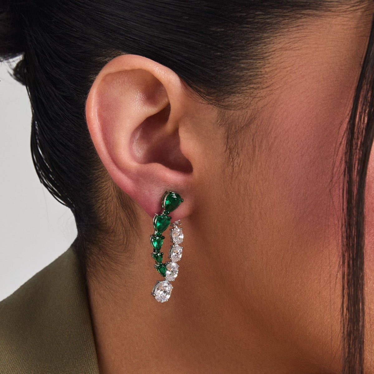 Earrings Emeraude Glistening Silver Jacket Earrings