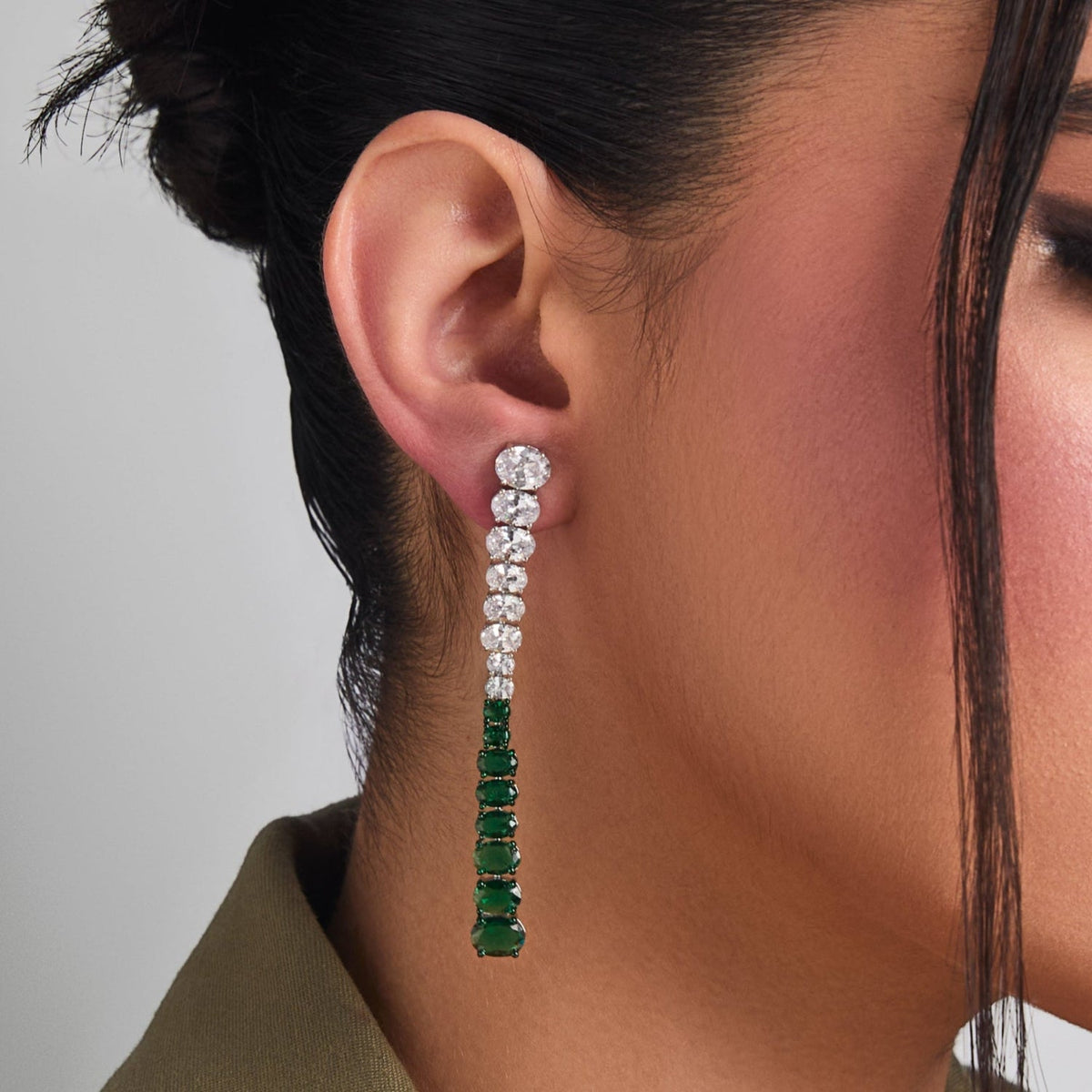 Earrings Emeraude Glamour Party Silver Earrings