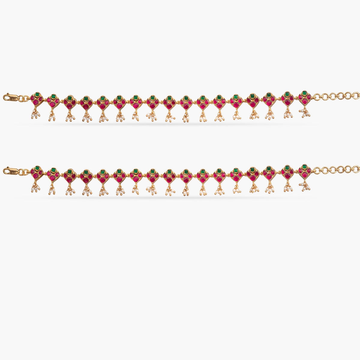 Meera Jadau Silver Anklets