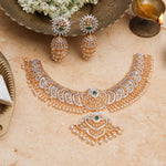 Aarvi CZ Silver Necklace Set