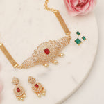 Necklaces Square Floral Classic CZ Interchangeable Silver Choker Set