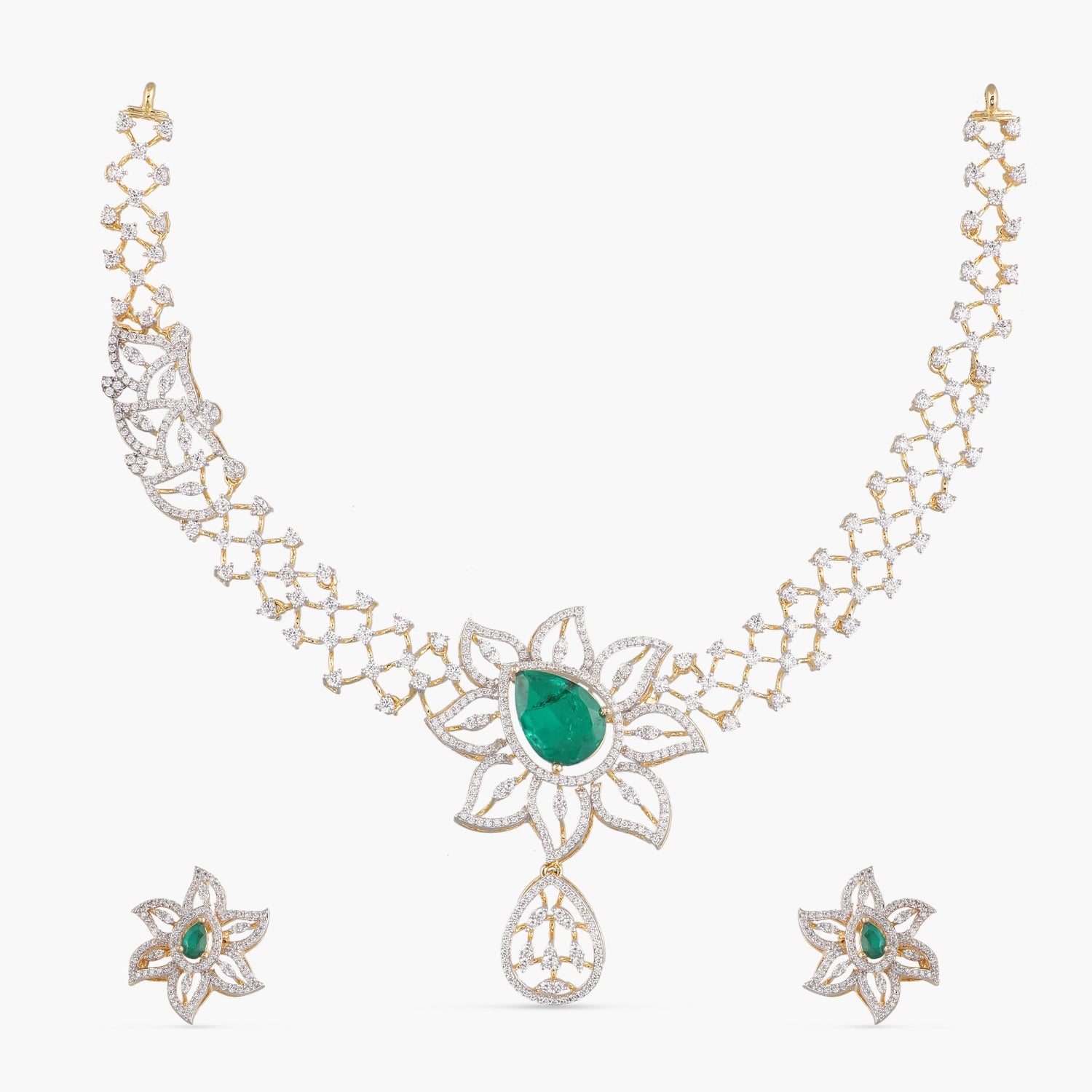 Necklaces Ellie CZ Silver Necklace Set