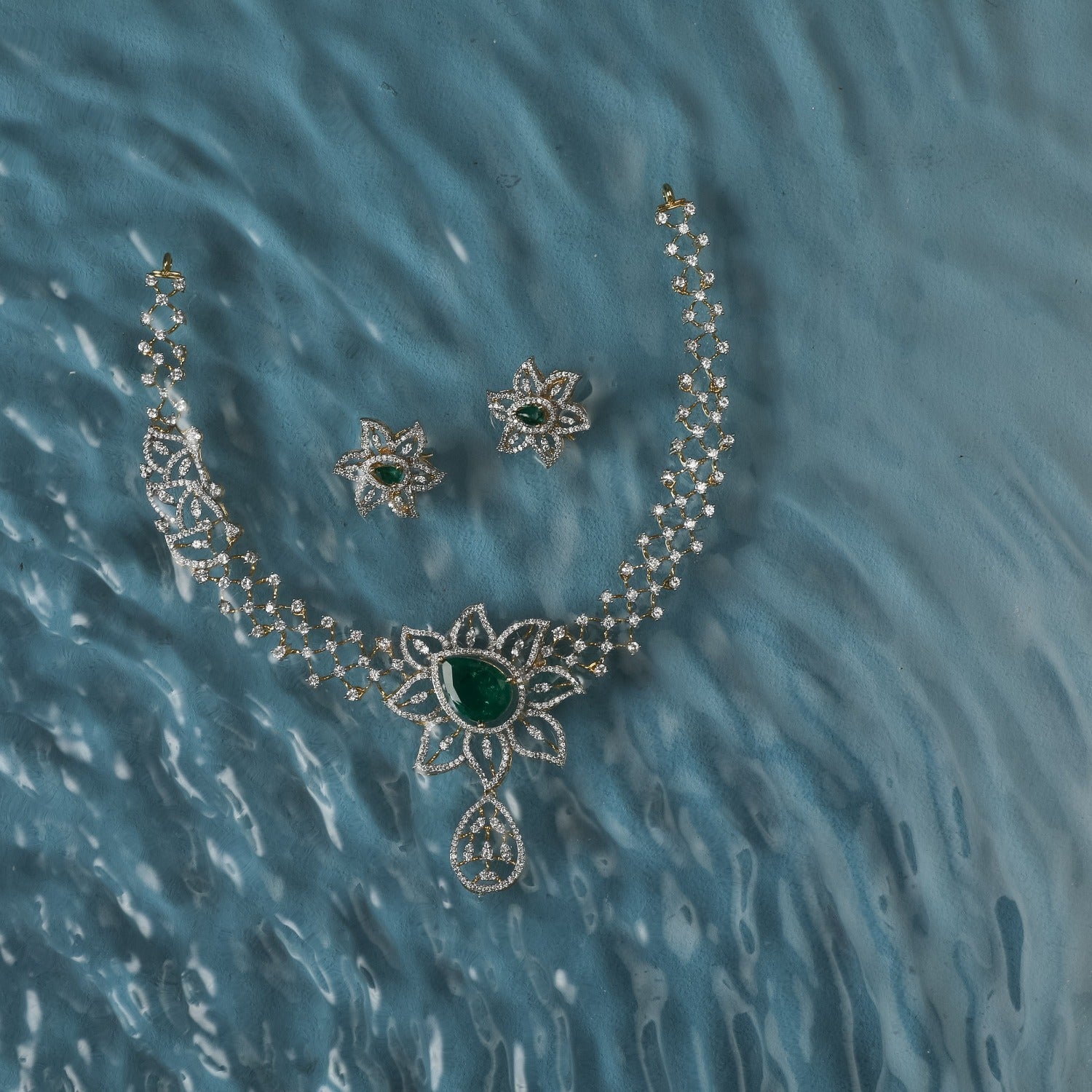 Necklaces Ellie CZ Silver Necklace Set