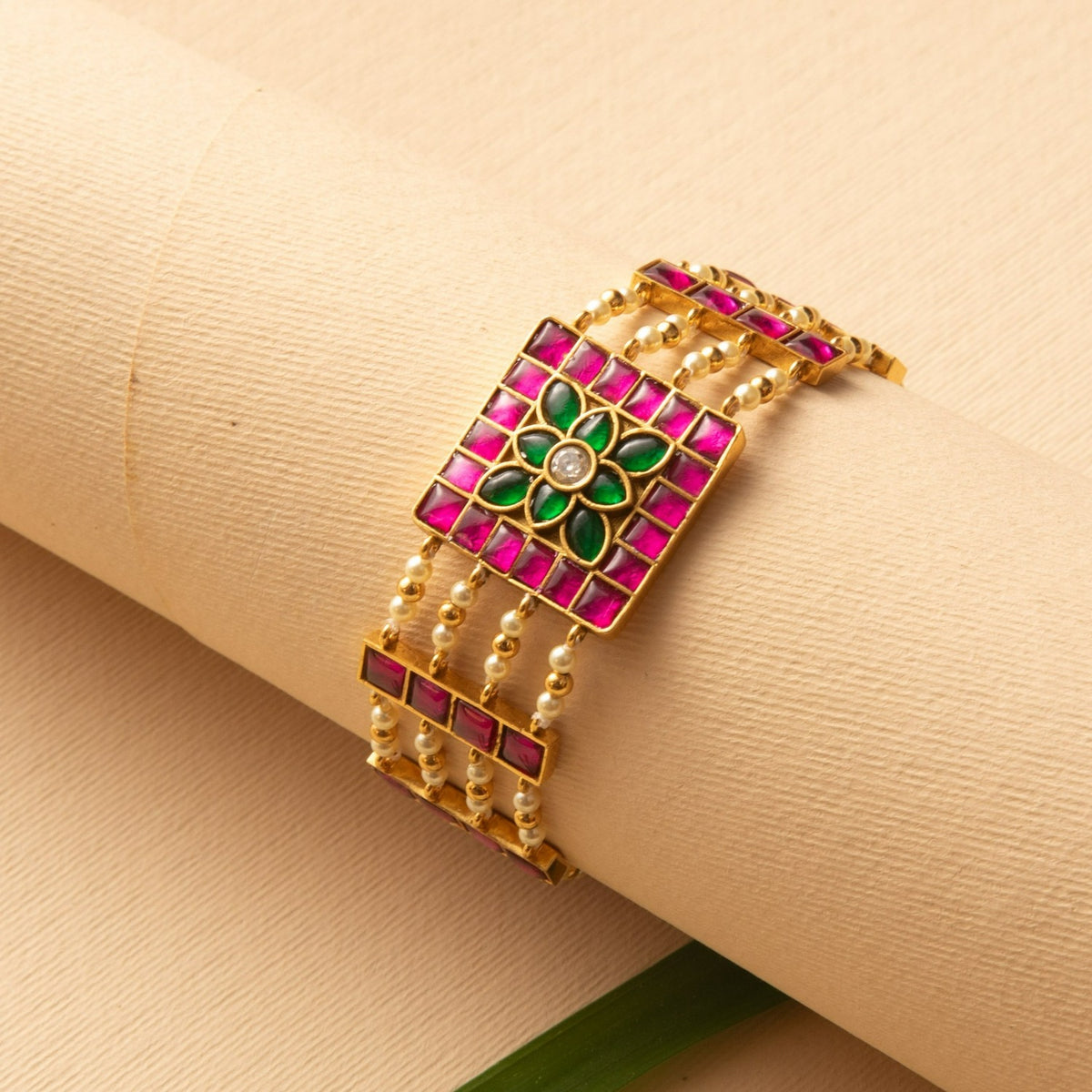 Sumanjali Jadau Silver Bracelet