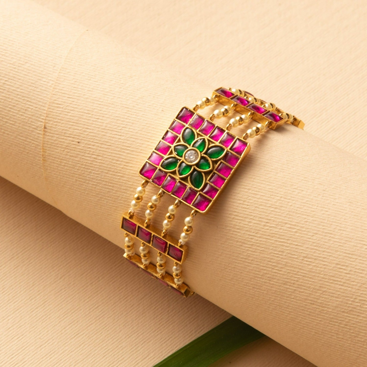 Sumanjali Jadau Silver Bracelet