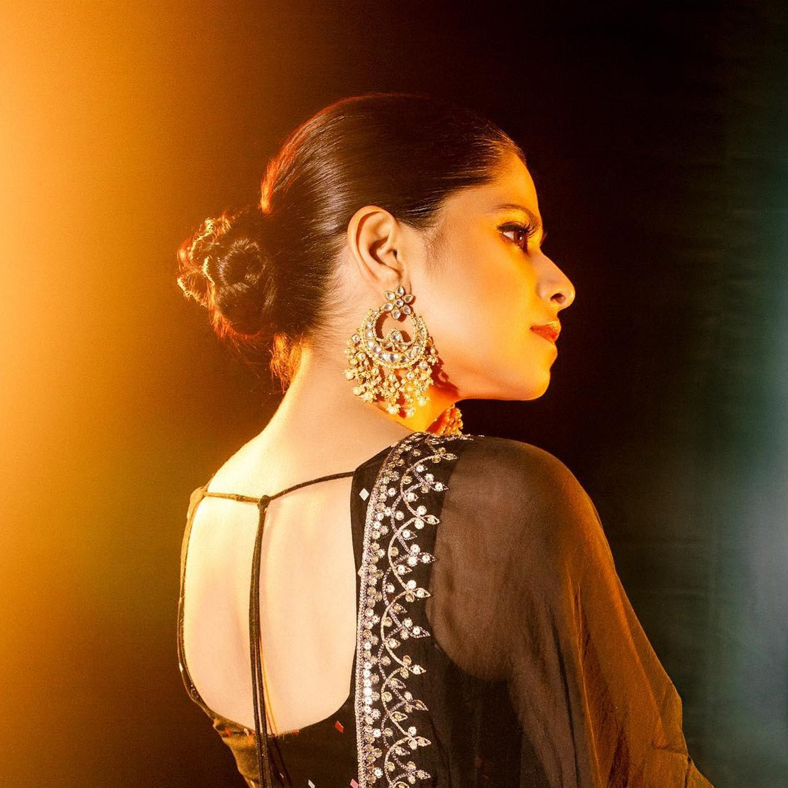 Silver earrings for saree sales