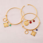 Bracelet Emerald Taurus Zodiac Coin Gold Plated Silver Bracelet