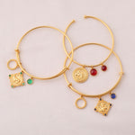 Bracelet Blue Zircon Virgo Zodiac Coin Gold Plated Silver Bracelet