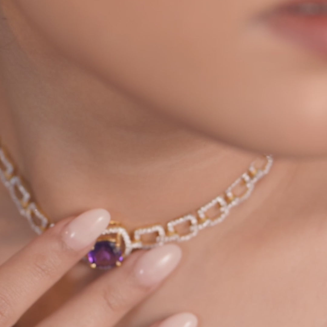 Blue Azure CZ Silver Choker Set