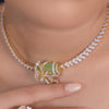 Begonia CZ Silver Necklace Set
