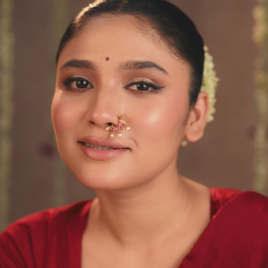 Devika Kempu Jadau Silver Nose Ring