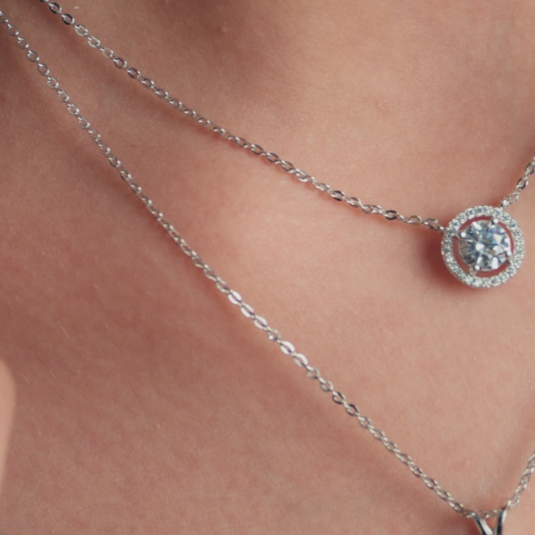 Eternal Glow CZ Silver Pendant Necklace
