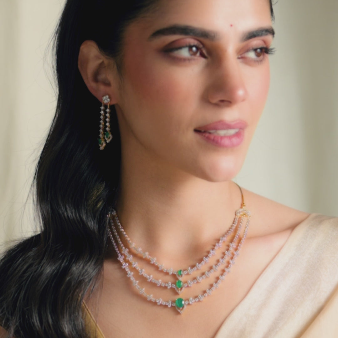 Ayla CZ Silver Necklace Set
