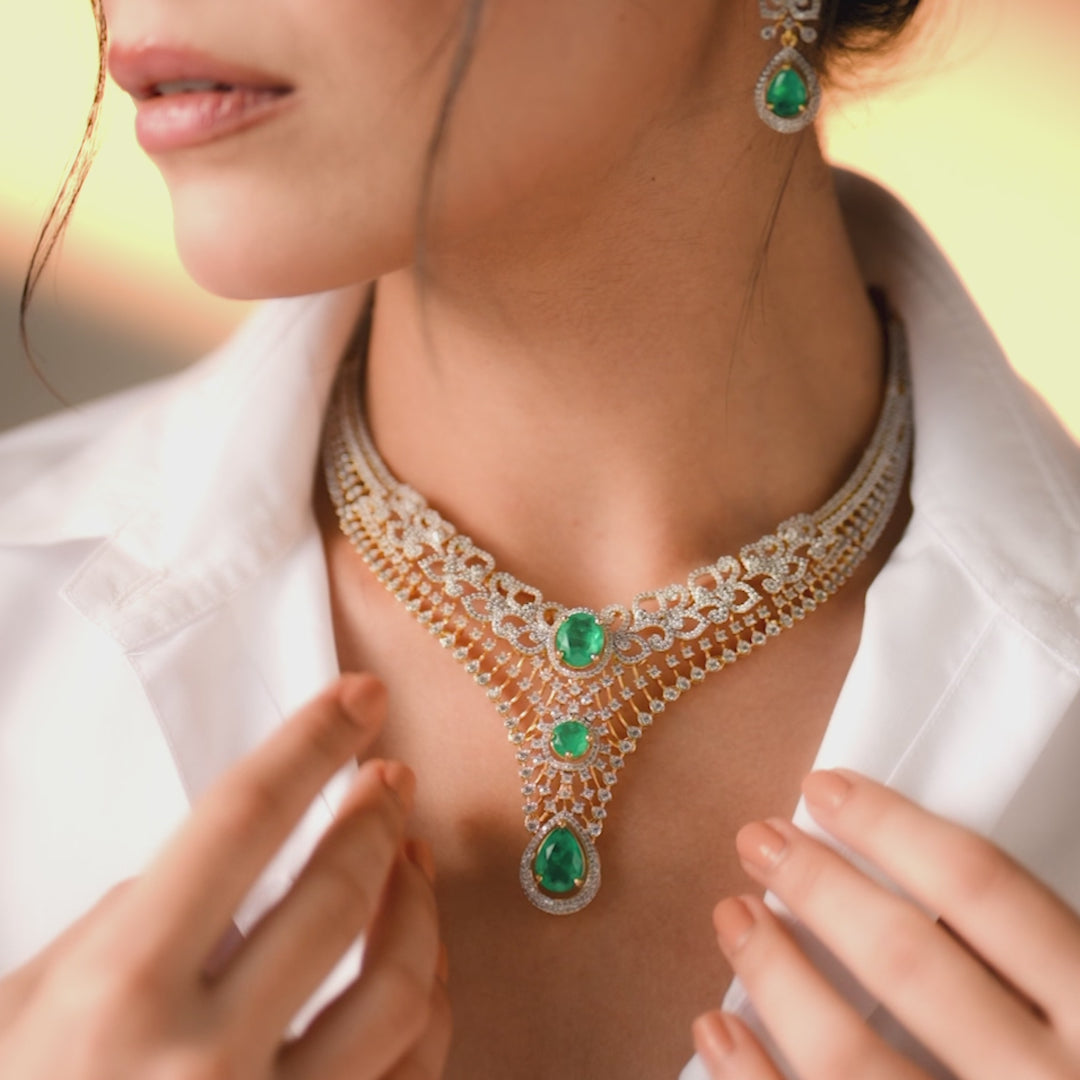 Navya CZ Silver Necklace Set