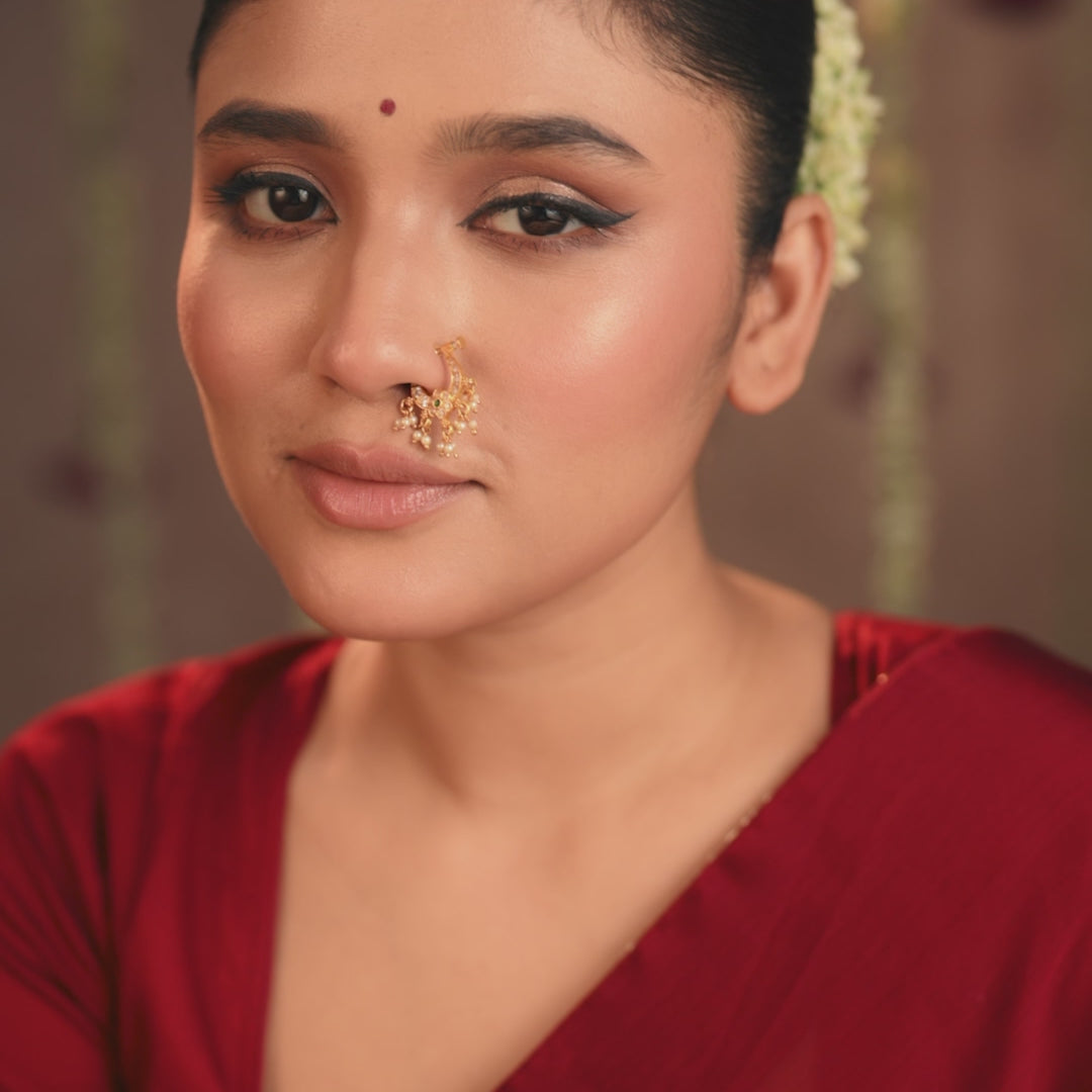 Akanksha Jadau Silver Nose Ring