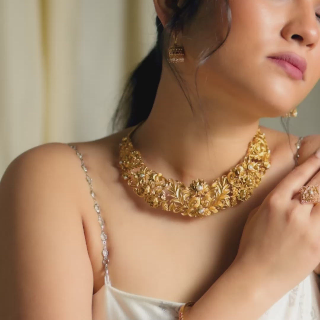 Mallika Antique Silver Necklace

