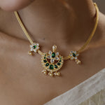 Chand Jadau Silver Hasli Necklace