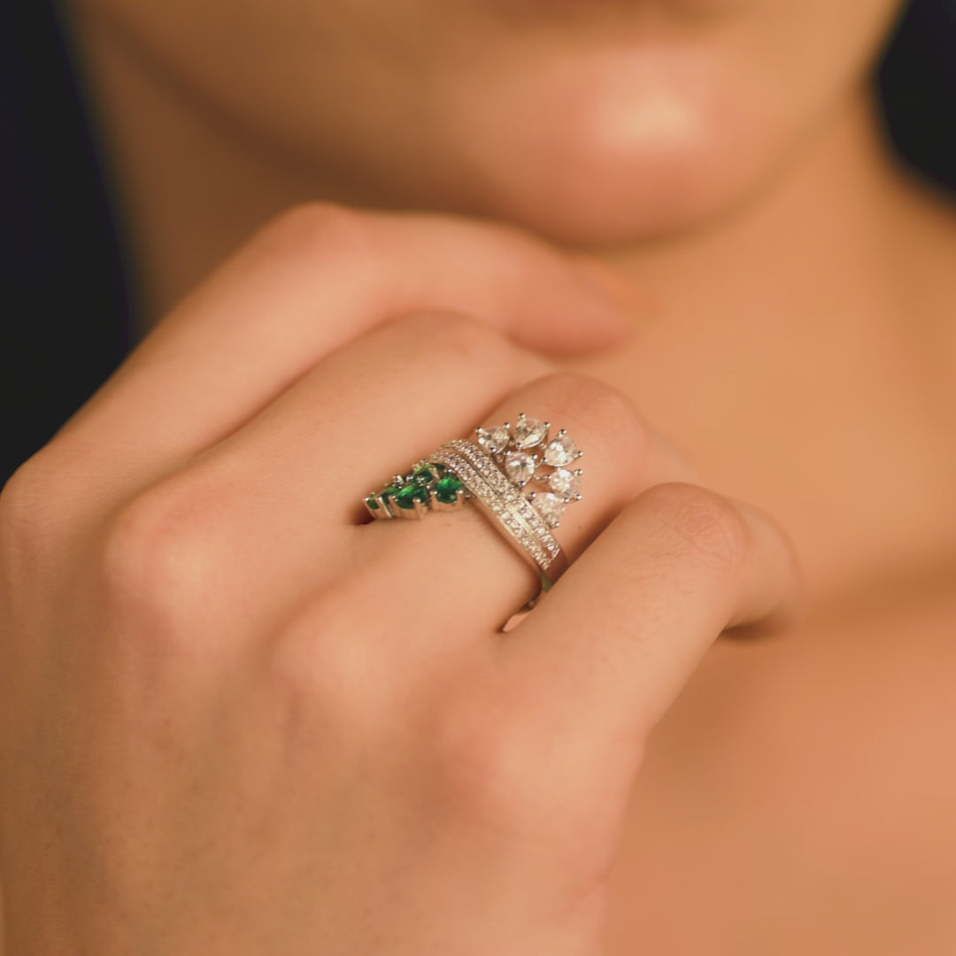 Kiara CZ Cocktail Silver Ring