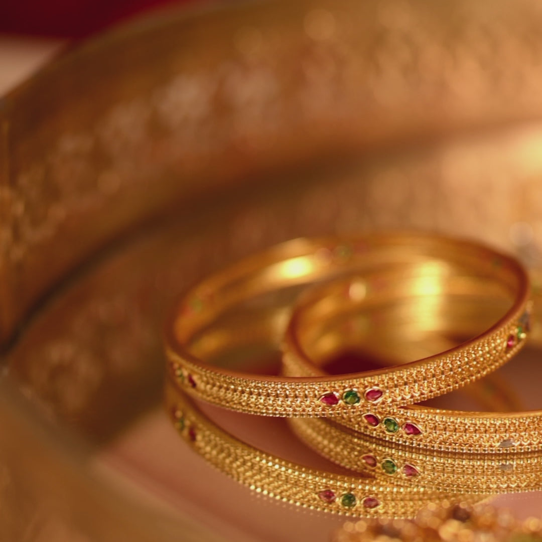 Ruchira Kempu Antique Silver Bangles