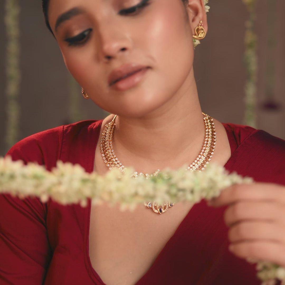 Samira Lakshmi CZ Silver Necklace