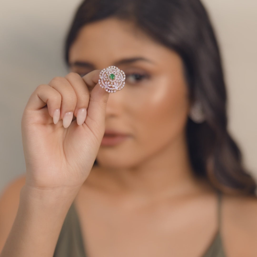 Galaxy CZ Silver Stud Earrings