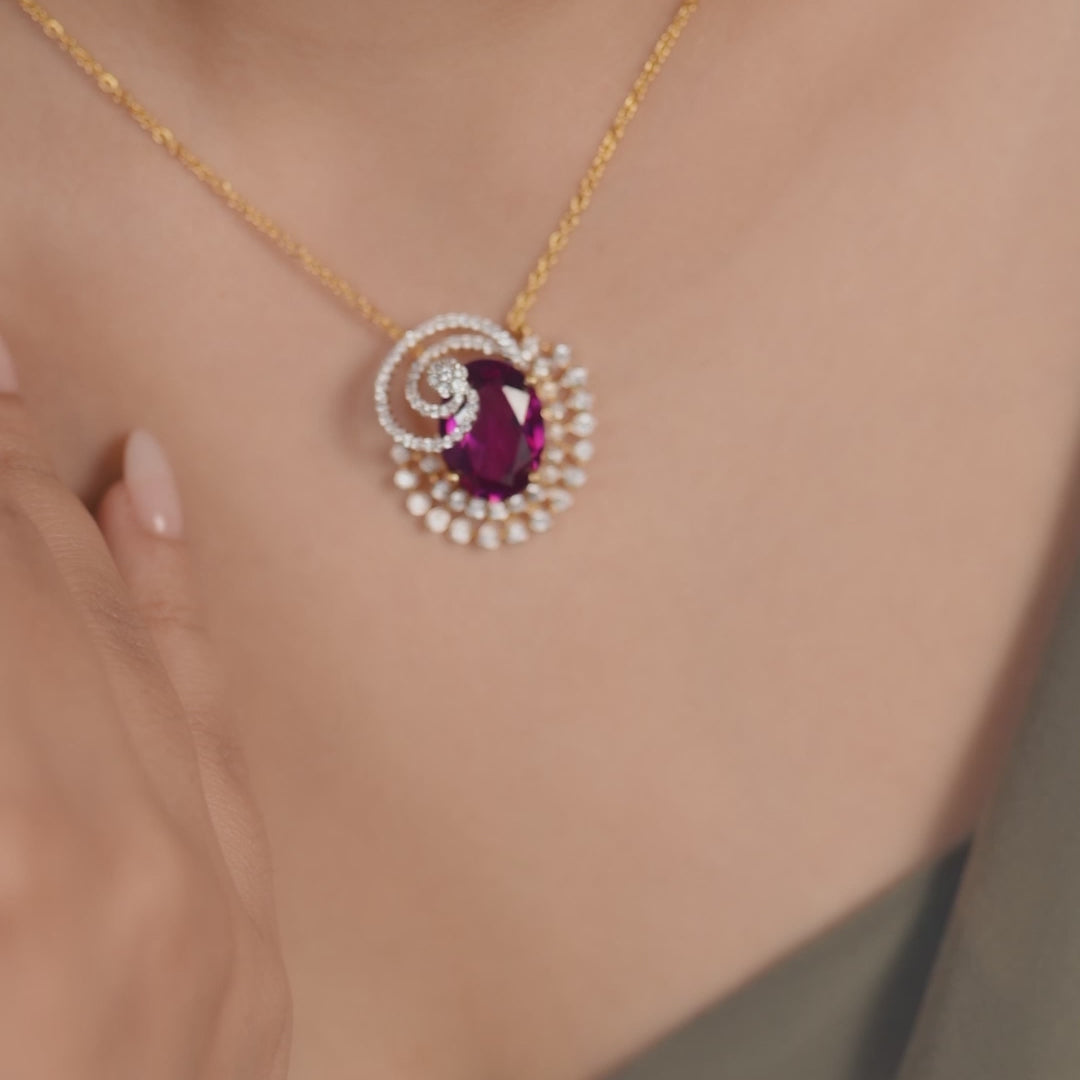 Ruby Rose CZ Silver Pendant Set