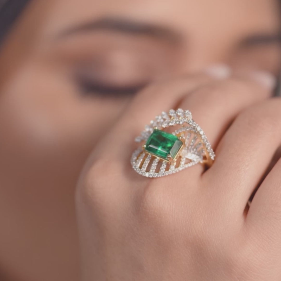 Orchid Essence CZ Silver Cocktail Ring