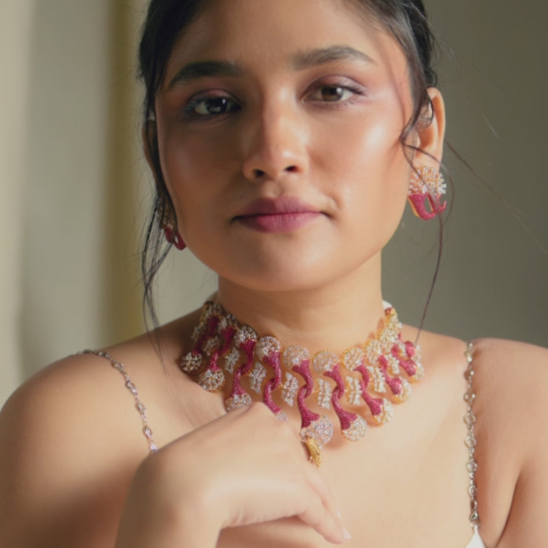 Naia CZ Silver Choker Set
